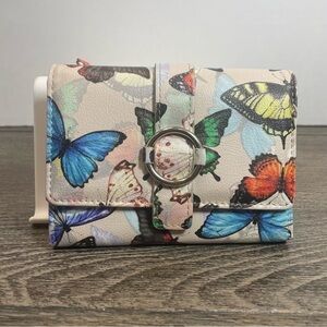 Butterfly Print Women's wallet. ID safe keeper. Pre-owned. Ink marks inside.